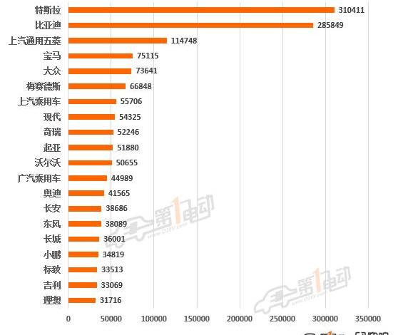 BYD, Tesla, Volkswagen, Chery, mini