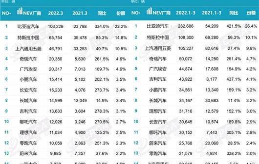 BYD, Tesla, Tucki, Volkswagen, Weilai