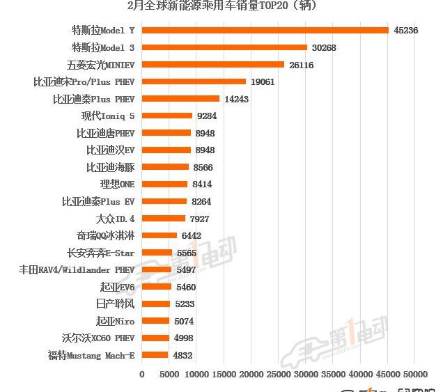 BYD, Tesla, Chery, Volkswagen, Euler