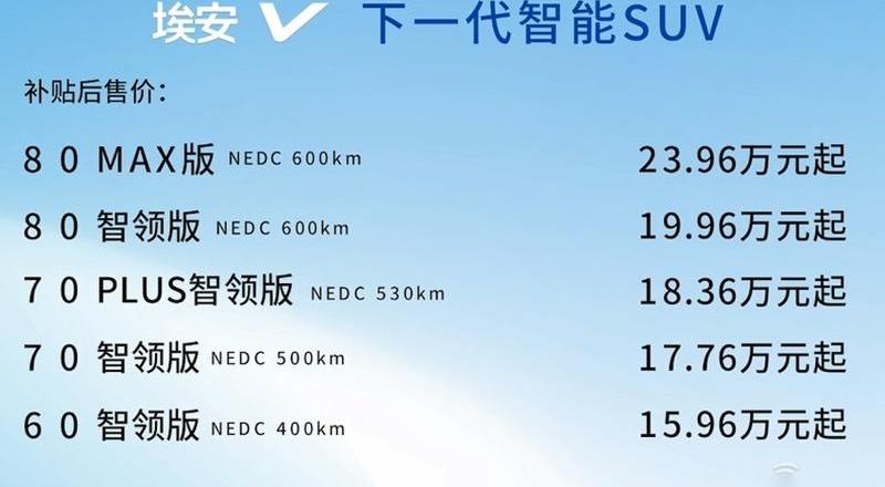 埃安,AION V,远程