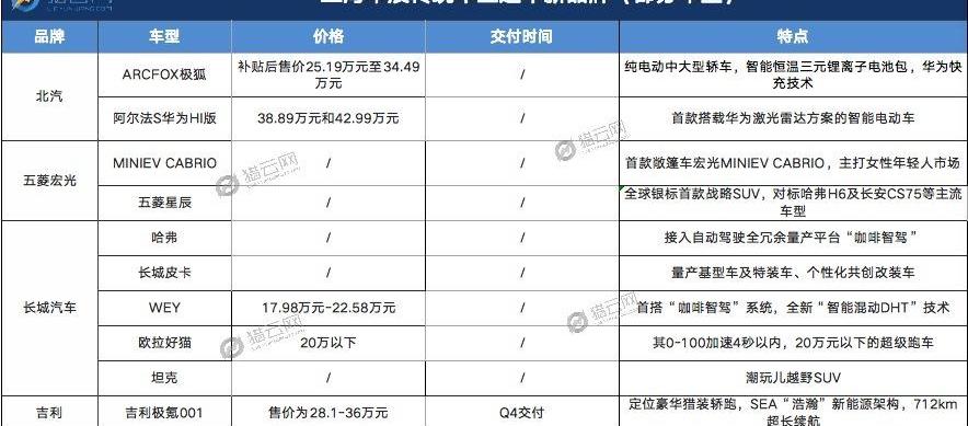 蔚来,MINI,长城,小鹏,特斯拉