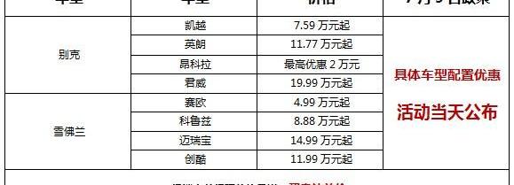 别克,雪佛兰,昂科拉,凯越,君越