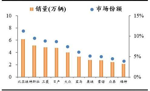 比亚迪,宝马,长城,江淮,特斯拉
