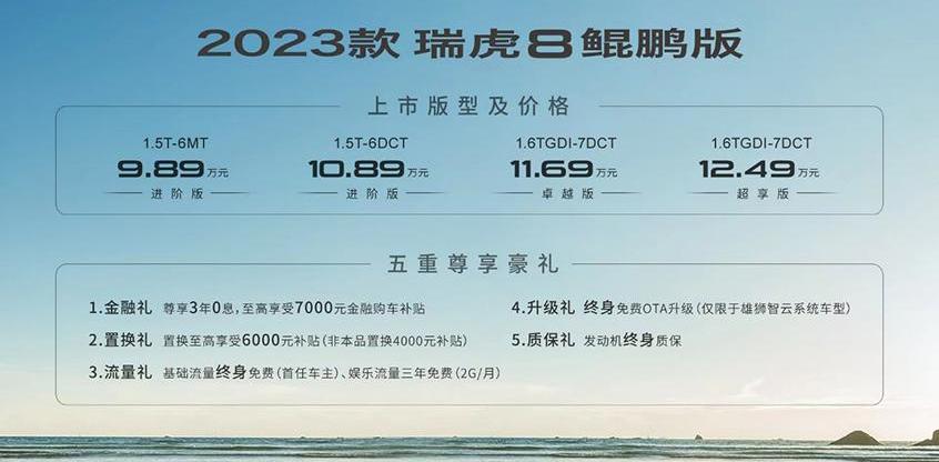 奇瑞,瑞虎8,无界Pro,艾瑞泽8