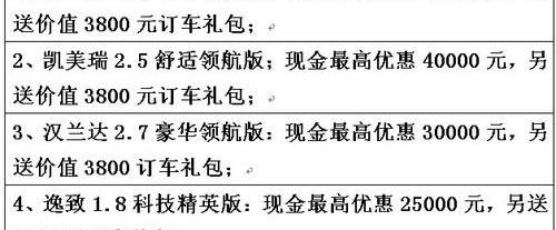 丰田,长安,凯美瑞,凯迪拉克,现代