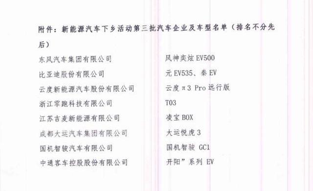 比亚迪,大运,国机智骏,东风,零跑汽车
