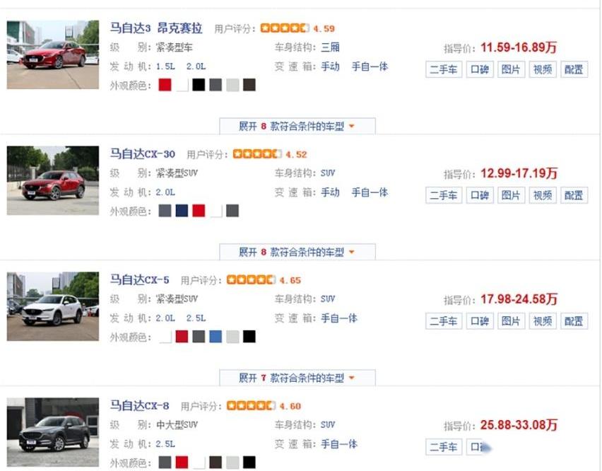 马自达,长安,丰田,凯迪拉克,一汽
