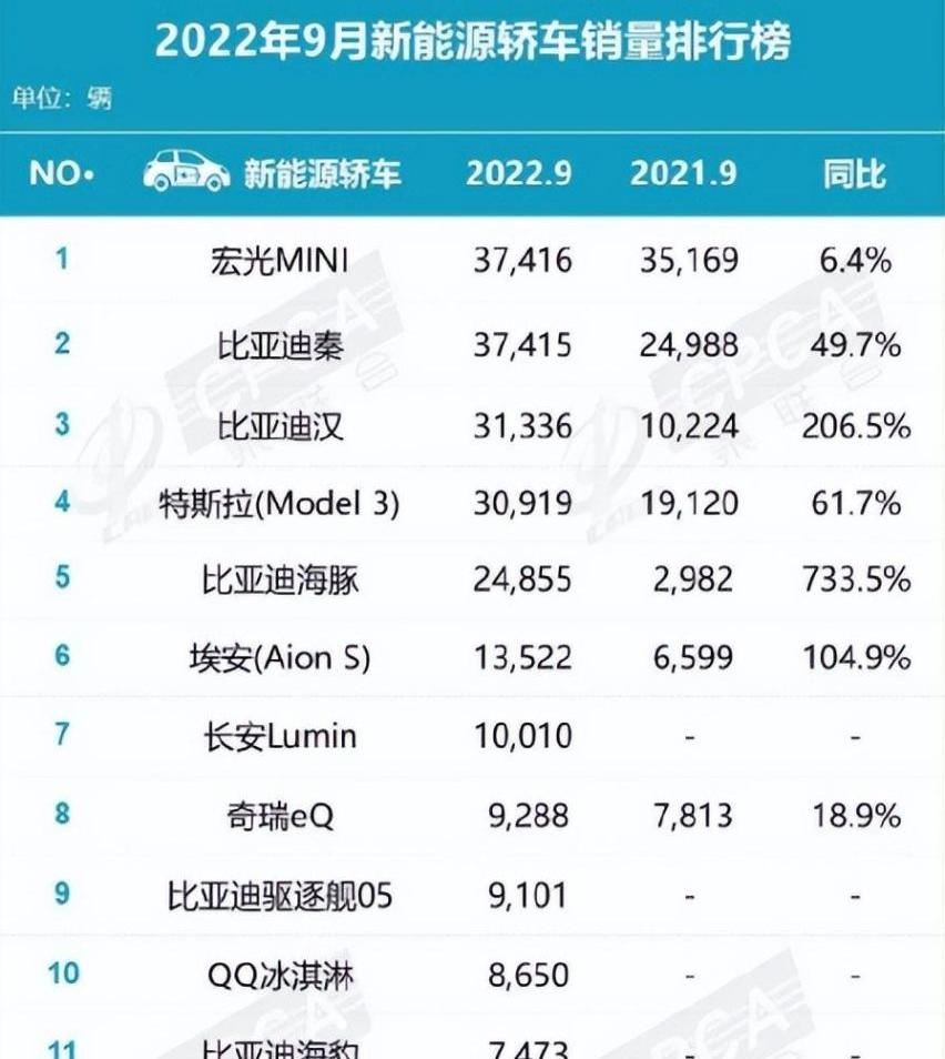 比亚迪,MINI,埃安,特斯拉,理想L9